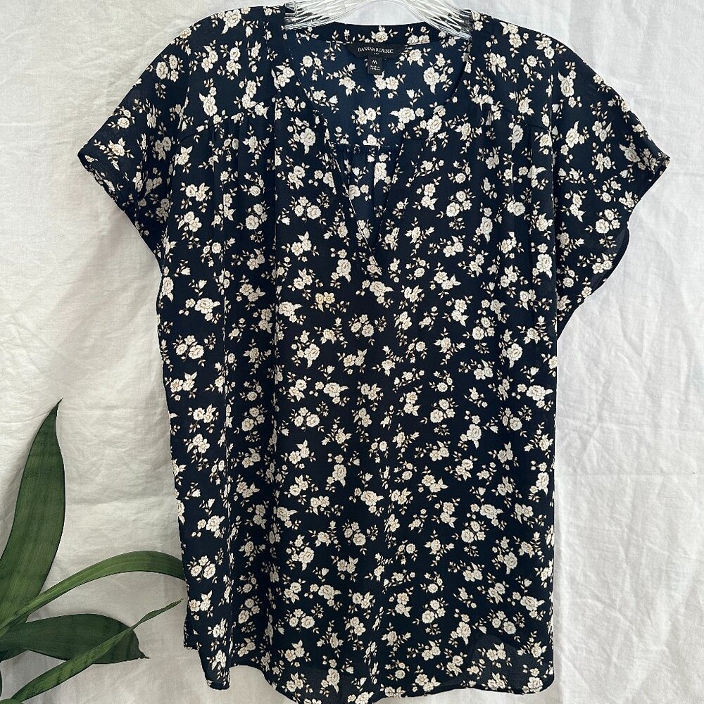 Banana Republic Medium Navy Floral Tank Top Camisole EUC